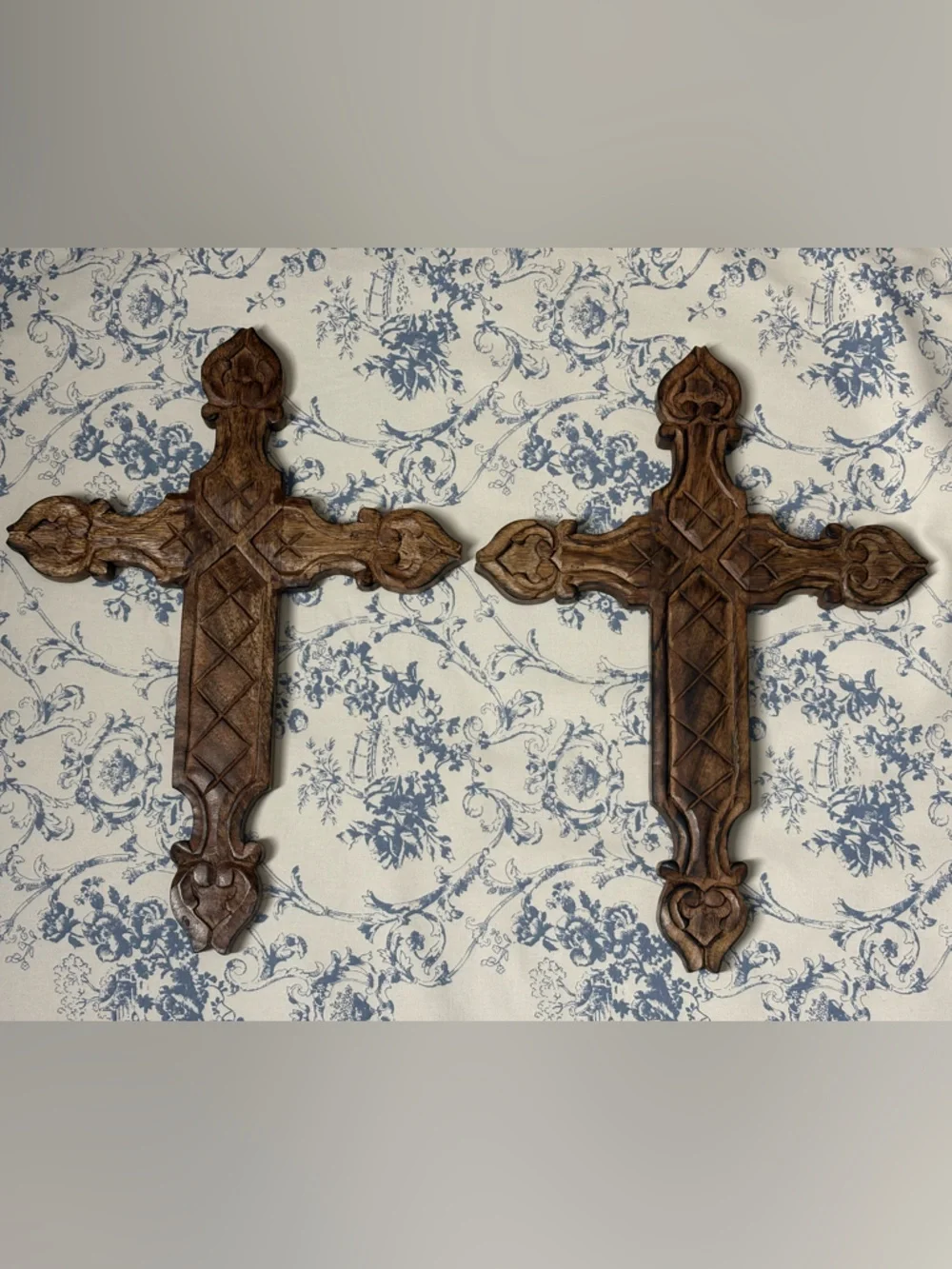 Hand-Carved Wooden Wall Cross - Brown